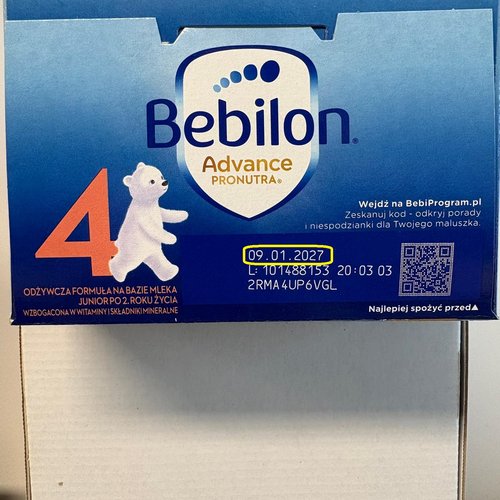 Bebilon Advance Pronutra 1000 g – na górze opakowania